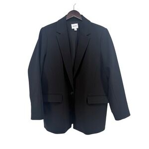 Nine West Womens Black Single Button Notched Lapel Blazer Jacket XL‎ Office Work